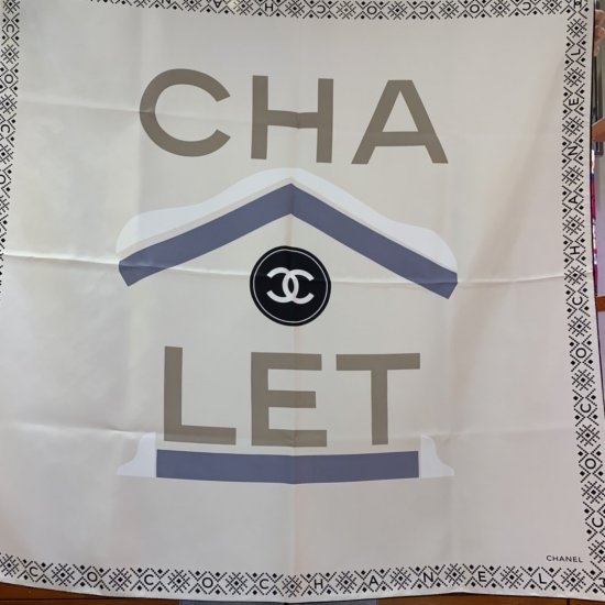 Chanel 高雅 简约 精美 90*90cm 100%斜纹真丝 原单品质 简约小屋～米色 - Click Image to Close