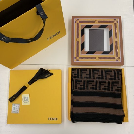 Fendi 双F雪纺真丝长巾 136*195cm 100%真丝 原单品质 - Click Image to Close