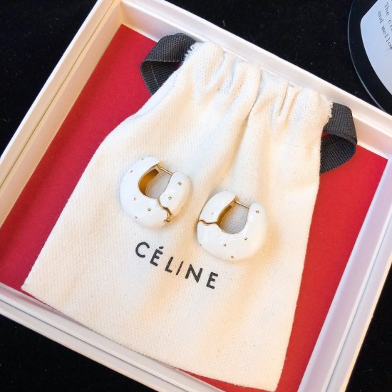 Celine/耳钉PRECLOUS珐琅新品三色齐全 简单时尚耳钉耳环专柜一致黄铜材质电镀18k金 价格昂贵 火爆款出货 设计独特 复古前卫 美女必备款！ - Click Image to Close