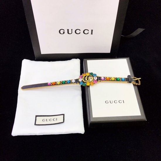 gucci 古驰 [色][色] Gucci皮手环 双G条金色手镯 表带复古手环爆款 时尚潮流百搭款美呆了 - Click Image to Close