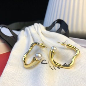 Celine/耳钉PRECLOUS新品 简单时尚耳钉耳环专柜一致黄铜材质电镀18k金 珍珠为天然异形珍珠价格昂贵 每颗大小均不一 每一批异形珍珠可利用率非常少 每颗都需要经过精心挑选而制 所以价格也不便宜哟！火爆款出货 设计独特 复古前卫 美女必备款！