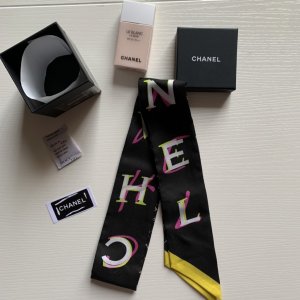 Chanel 字母～黑色 6*120cm 100%斜纹真丝 原单品质带包装