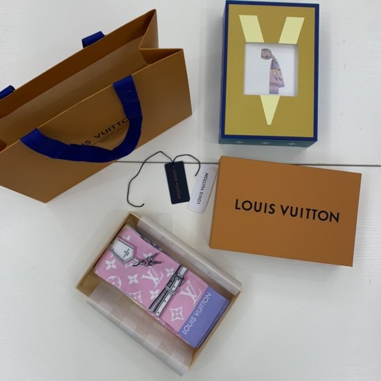 Louis Vuitton 彩虹吉米束发带～粉色 小飘带 7.5*120cm 原单品质 - Click Image to Close