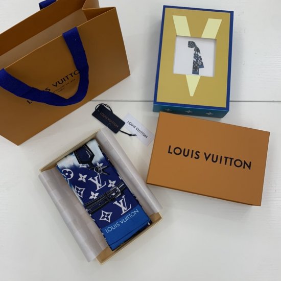 Louis Vuitton 彩虹吉米束发带～蓝色 小飘带 7.5*120cm 原单品质 - Click Image to Close