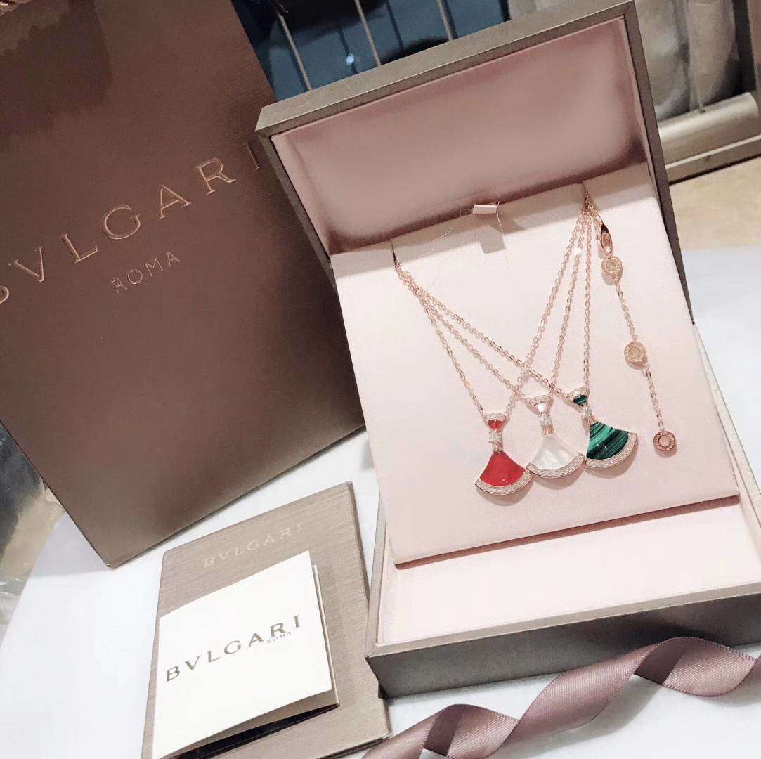 Bvlgari 宝格丽 DIVA系列 代购级别扇形裙子带钻项链 高端定制德国进口s925纯银材质电镀厚金 原版龙虾扣 超精工实拍高清无死角