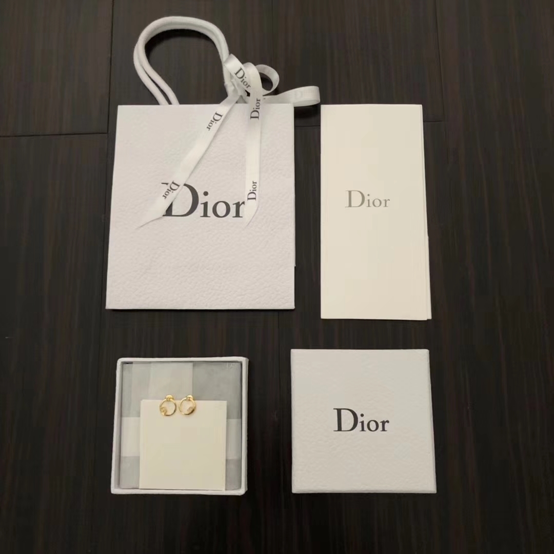 Dior 超级简约的圆形耳钉 经典字母元素搭配一颗 也是低调的奢华 百搭单品 一年四季必备