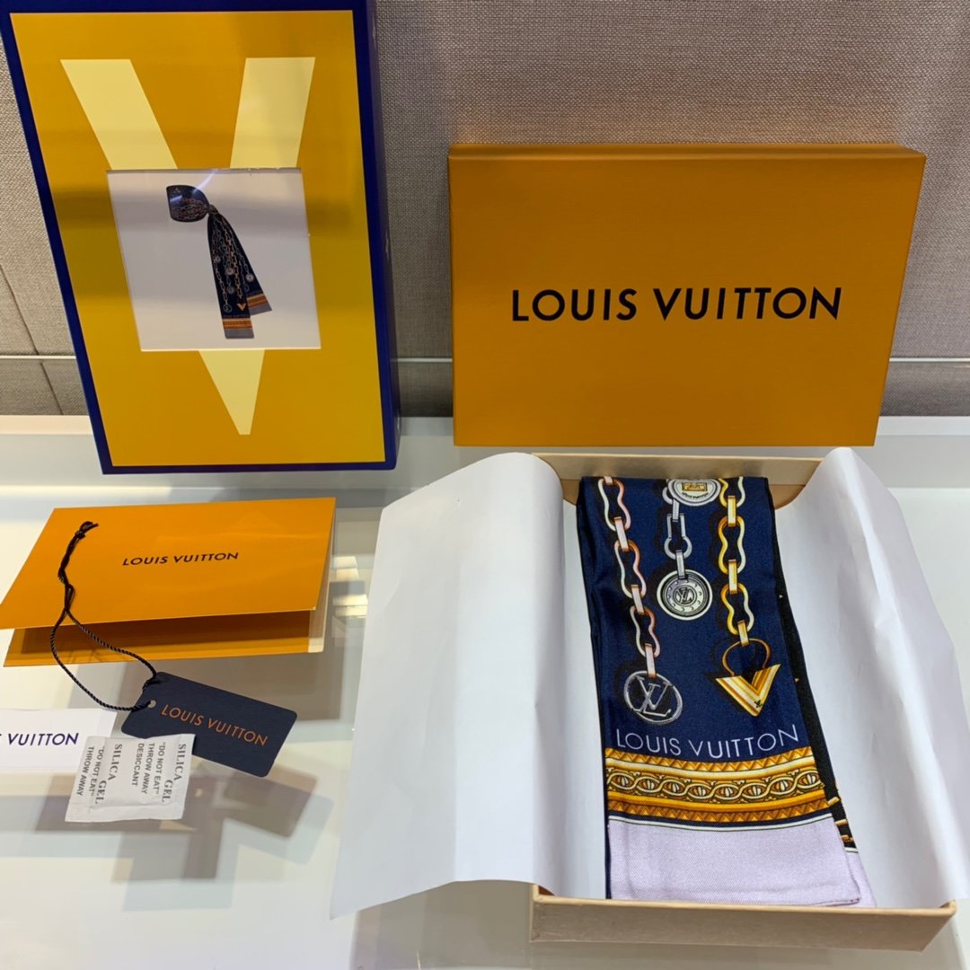 Louis Vuitton 旺多姆束发带～藏青 小飘带 8*120cm 原单品质