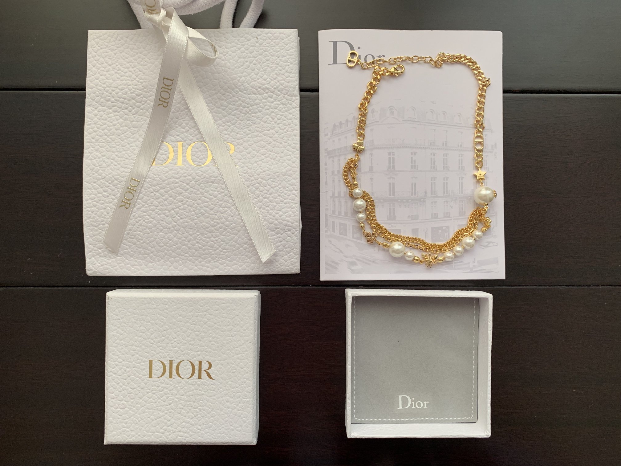 Dior 多元素珍珠3层项链 ZP一致材质